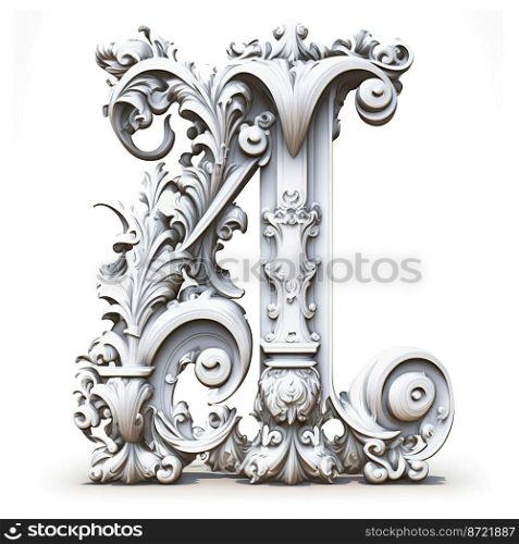 L ornate baroque font 3d illustration