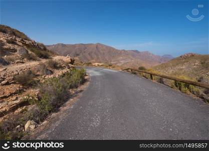 La Azohia landscape mountain road in Cartagena bay, Murcia region, Spain.