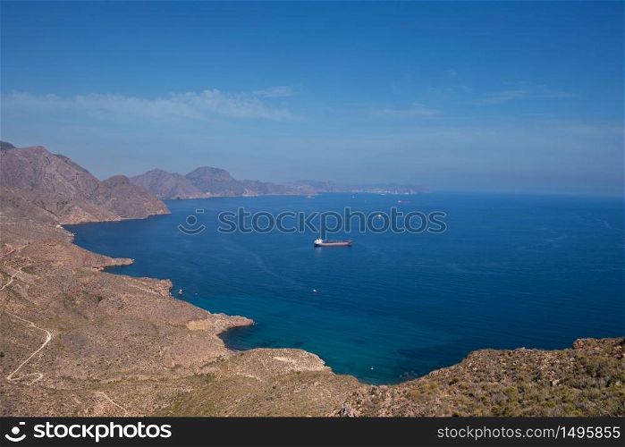 La Azohia mountain landscape in Cartagena bay, Murcia region, Spain.