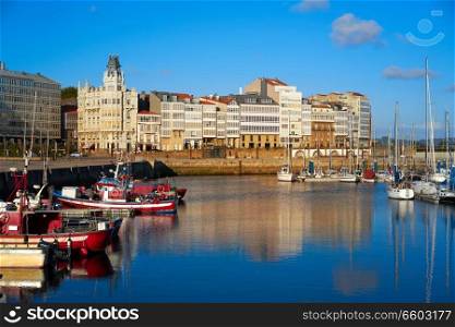 La Coruna port marina in Galicia of Spain