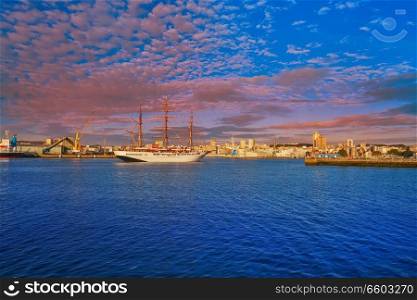 La Coruna Port sunrise in Galicia of Spain
