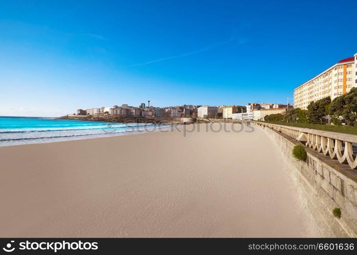 La Coruna Riazor beach in Galicia of Spain