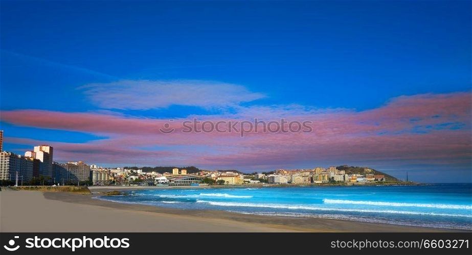 La Coruna Riazor beach in Galicia of Spain