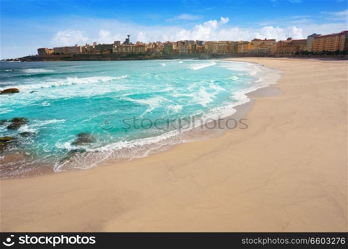 La Coruna Riazor beach in Galicia of Spain