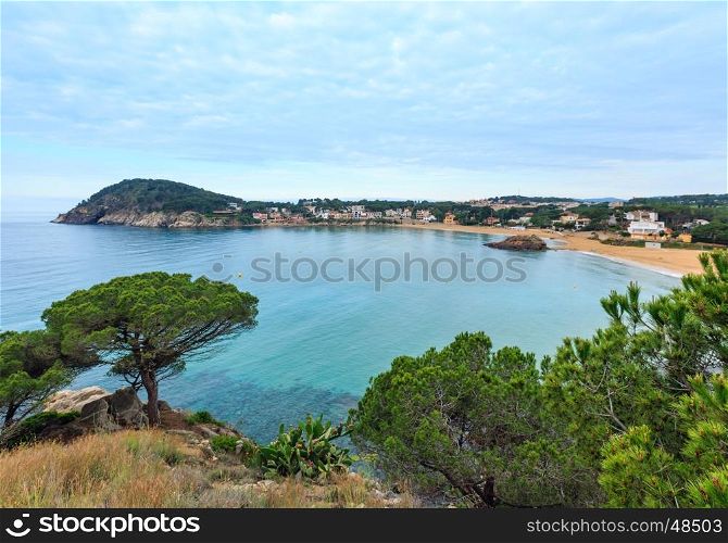 La Fosca beach summer morning landscape, Palamos, Girona, Costa Brava, Spain.