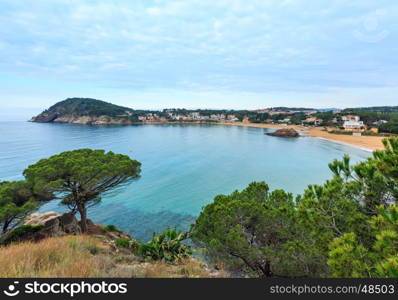 La Fosca beach summer morning landscape, Palamos, Girona, Costa Brava, Spain.