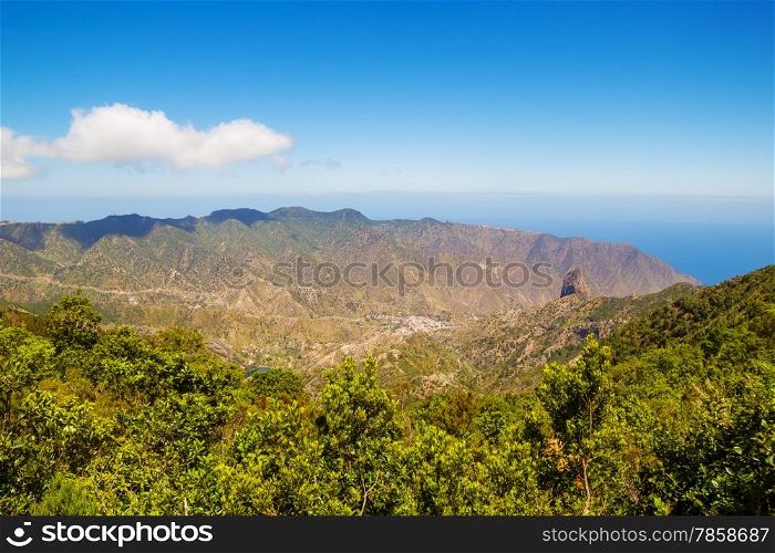 La Gomera island landscape in sunny day, Canary islands, Spain.