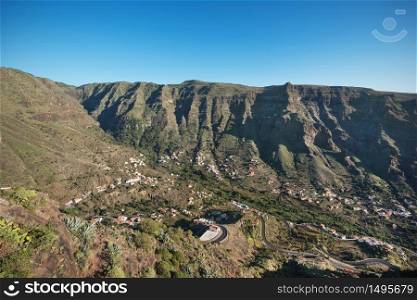 La Gomera landscape, Cliff in Valle Gran Rey, Canary islands, Spain.
