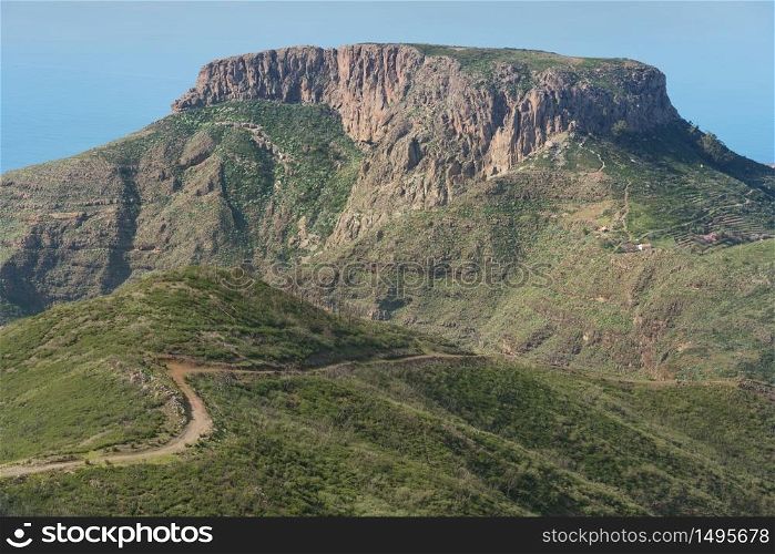 La Gomera landscape, The tableland La Fortaleza, Canary islands, Spain.