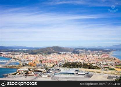 La Linea de la Concepcion townscape in Spain, view from above, southern Andalusia region, Cadiz province.