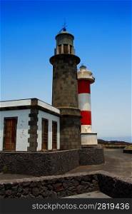 La Palma Fuencaliente lighthouse in saltworks at Canary Islands