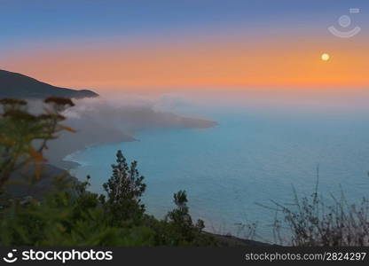 La Palma Punta Gaviota from Cuplida aerial with haze calima Canary Islands