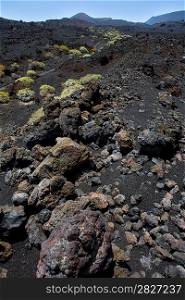 La Palma volcanic Teneguia lava black stones in Canary Islands