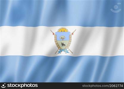 La Pampa province flag, Argentina waving banner collection. 3D illustration. La Pampa province flag, Argentina