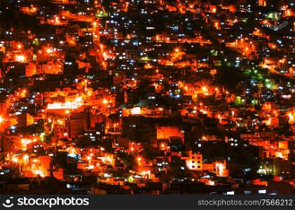La Paz city at the night
