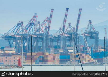 La Spezia. Cargo port.. View of cargo port and container terminal in La Spezia. Italy. Liguria.