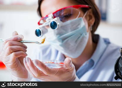 Lab assistant in drug synthesis concept