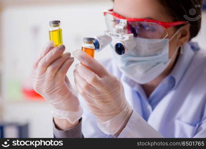 Lab assistant in drug synthesis concept