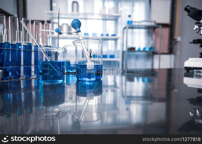 lab glassware science laboratory research and development concept