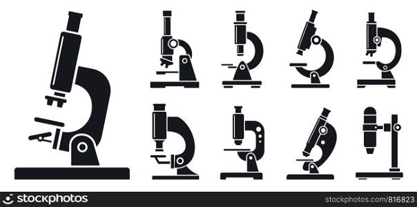 Lab microscope icon set. Simple set of lab microscope vector icons for web design on white background. Lab microscope icon set, simple style