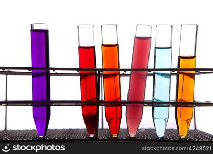 Laboratory equipment with some colored liquids