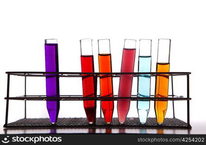 Laboratory equipment with some colored liquids