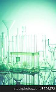 Laboratory glass for chemistry or medicine for research. Laboratory glass in light