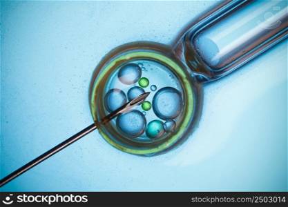 Laboratory microscopic research, virus, bacteria or cell vaccination macro concept
