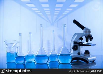Laboratory Research and Development. Scientific glassware for chemical experiment