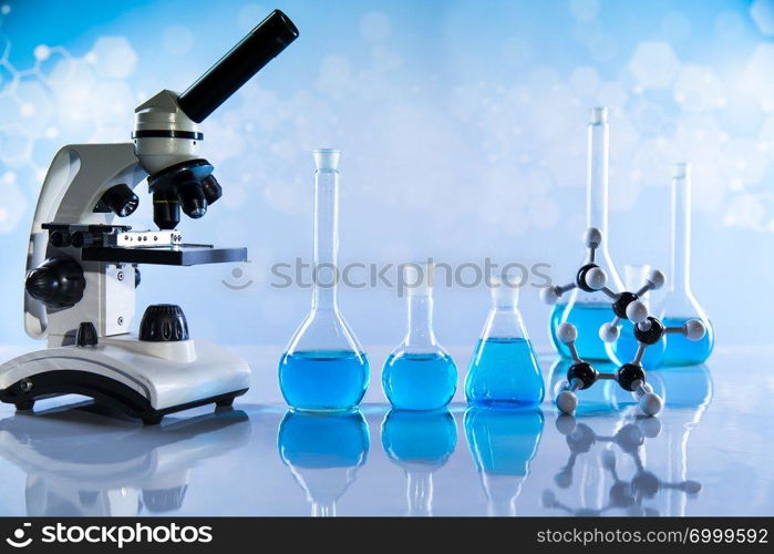 Laboratory Research and Development. Scientific glassware for chemical experiment