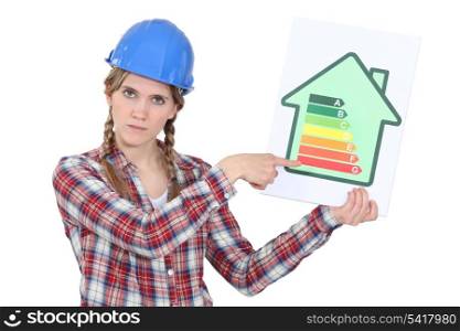 Laborer with energy efficiency chart