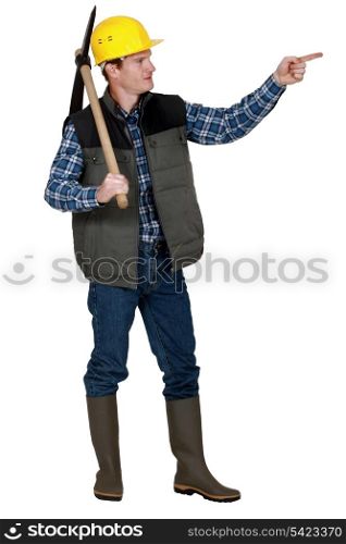 Laborer with pickaxe