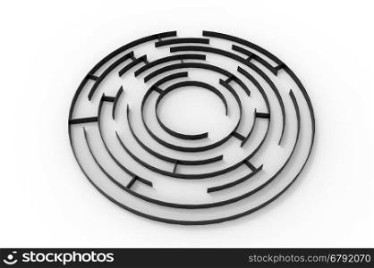 Labyrinth, 3d rendering, isolated on white background