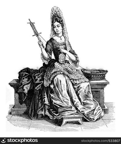 Lachesis, vintage engraved illustration. Magasin Pittoresque 1853.