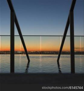 Ladder going into an infinity pool, Dallas, Texas, USA