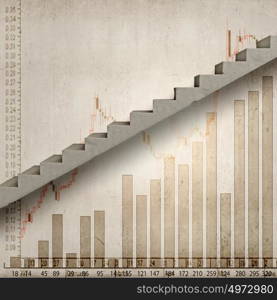 Ladder of growth. Background image with staircase presenting progress concept