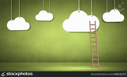 Ladder to cloud. Conceptual designed image with ladder to cloud