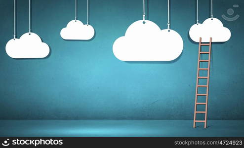 Ladder to cloud. Conceptual designed image with ladder to cloud