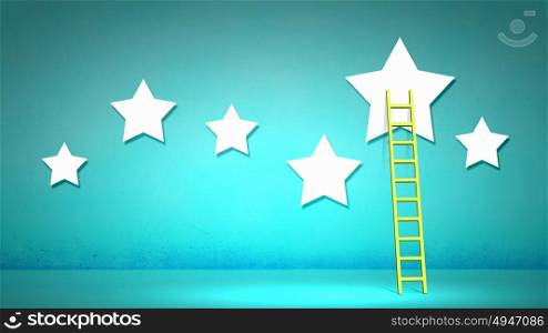 Ladder to stars. Conceptual designed image with ladder to stars