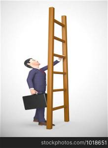 Ladder to success concept icon means ambitious leader desiring goals. Climbing to successful achievement - 3d illustration