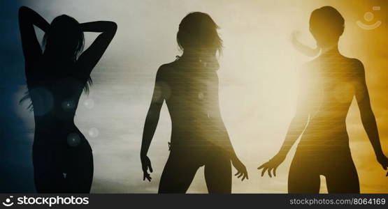 Ladies at the Beach with Silhouette as a Background. Lab Research
