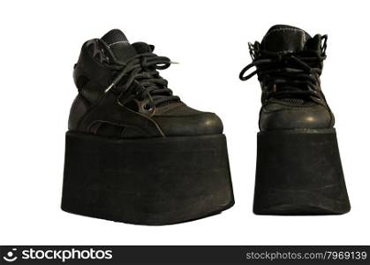 Ladies black genuine leather boots platform