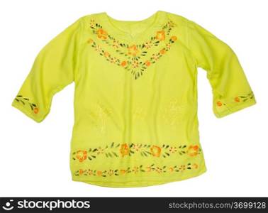 ladies blouse with embroidery isolated on white