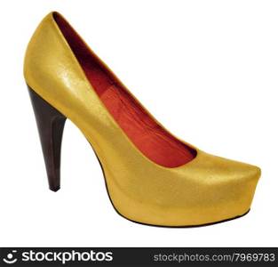 Ladies gold shoes from genuine leather and high heel
