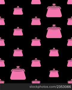 Ladies Wallet Icon Seamless Pattern, Ladies Purse Handbag Icon Vector Art Illustration