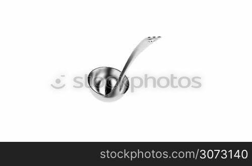 Ladle spin on white background