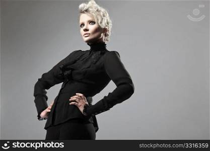 Lady in black posing
