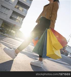 lady shopping bags street. High resolution photo. lady shopping bags street. High quality photo