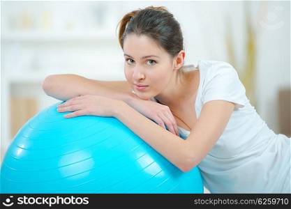 Lady with exercise ball