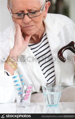 Lady with her medication